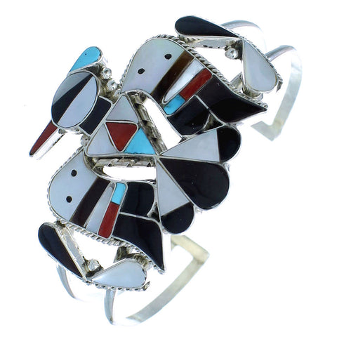 Silver Thunderbird Multicolor Inlay Zuni Cuff Bracelet AX102714
